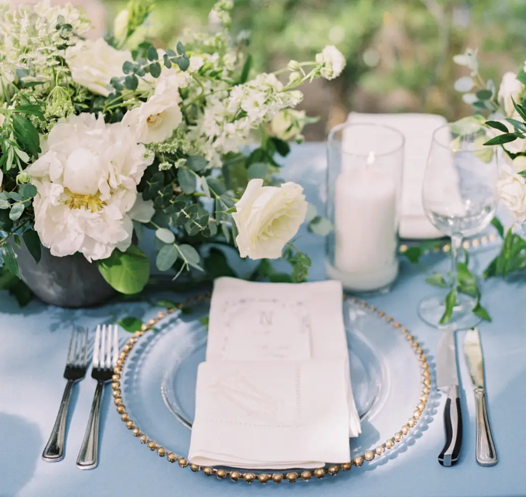 Corporate catering place setting in Dallas