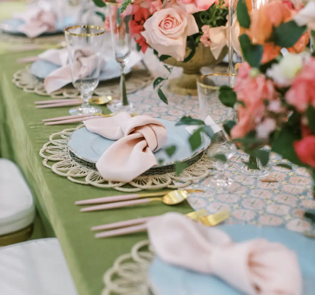Wedding place setting styled by Tastefully Yours Catering